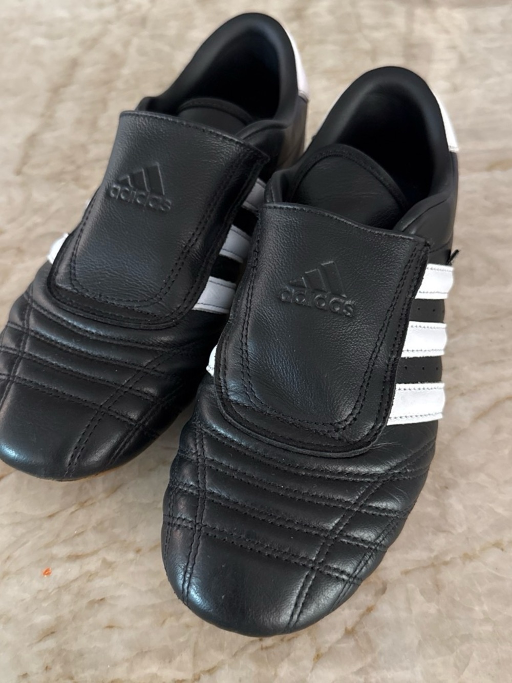 adidas Black Athletic Slip-On Shoes with White Stripes